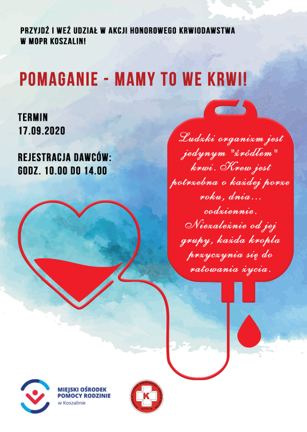 Plakat informacyjny - Pomaganie - Mamy to we krwi!